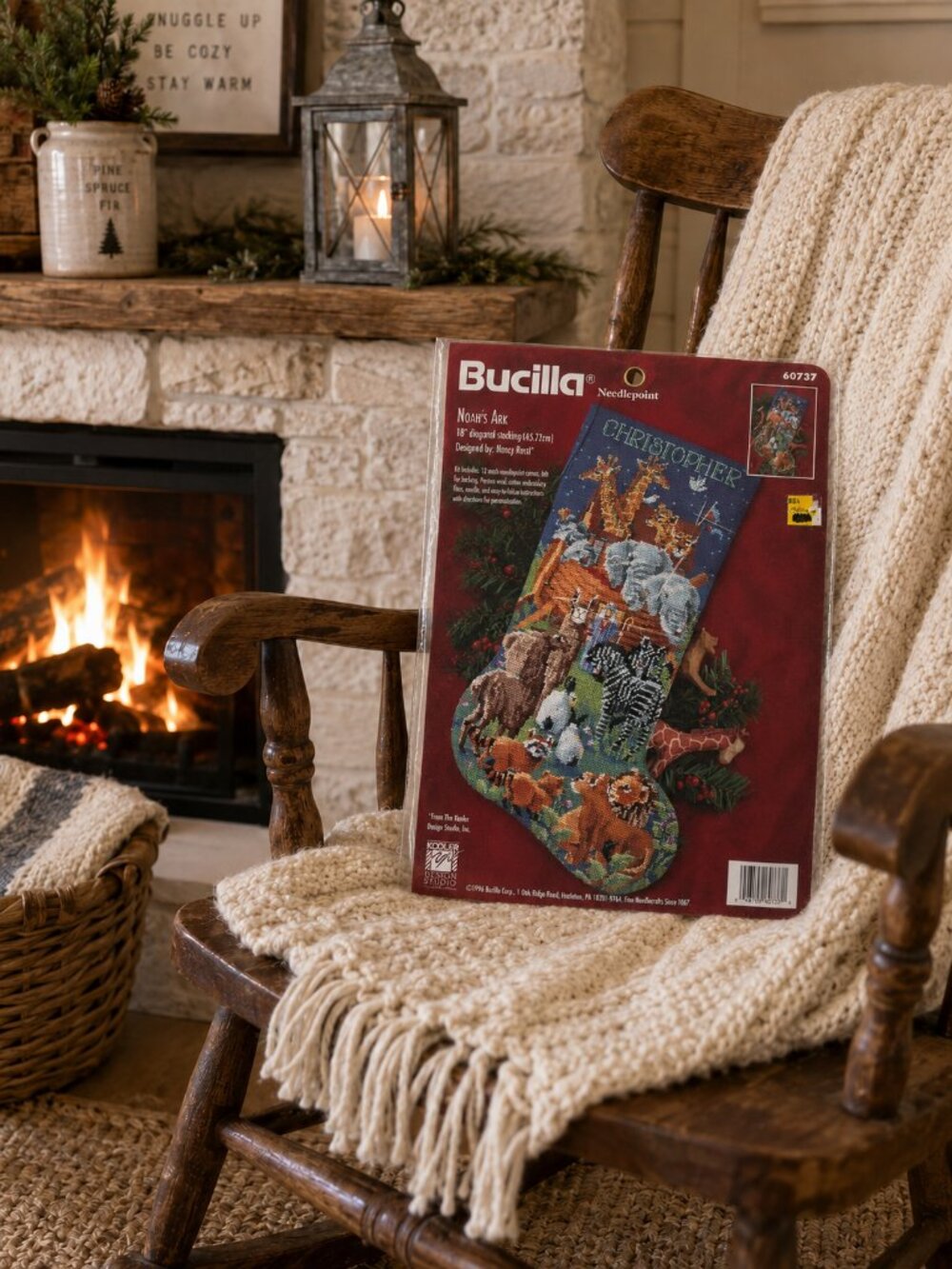 Rare 1996 Vintage Bucilla Noah’s Ark Needlepoint Stocking Kit 60737 Animals